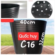 [ 10 Cái ] Chậu Nhựa Đen Dẽo C16 - Miệng 40cm x Cao 32cm - Giá Tận Xưởng ( Loại Dày Dẽo )