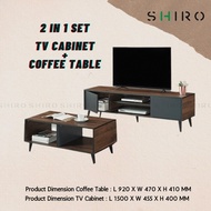 Rak TV Cabinet Living Room Storage Rack SHIRO Furniture TINO 5 Feet TV Kabinet + 3 Feet Coffee Table Living Room Set
