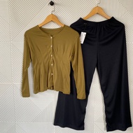 Shabhira - Setelan Celana Panjang Knit Wanita / One Set Kania Kancing Lengan Panjang Korean Style
