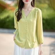衬衫shirt法式雪纺衬衫女2025夏季新款v领气质薄款衬衣夏女士女装外穿上衣新款2025.10.21