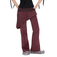 Aeie tbsp. MERIDA PANTS — layered bootcut PANTS with asymmetrical pleated skirt outer layer