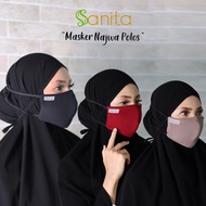 Masker Kain Hijab Tali Karet - Masker Najwa Polos by Sanita