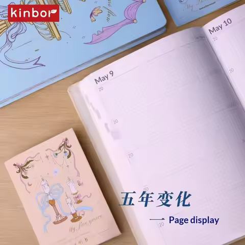 Kinbor A5 3/5 Years Diary Notebook Self-filling Journal Time Management Planner 64g Paper Illustrati