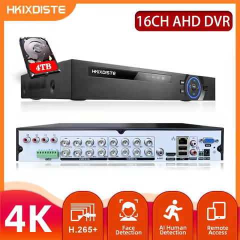 16 Channel CCTV AHD DVR Recorder 4K Face Recognition 8MP 6 in 1 Hybrid DVR NVR 16CH H.265 Digital Vi