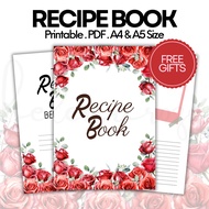 Recipe Book Printable PDF, Meal Planner, Digital Planner, Planners, Digital Meal Book, Recipe Planne