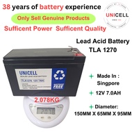 TLA 1270 Battery Back Up UPS Exit light back-up system Battery 12V 7.0AH Rechargeable Sealed Lead Ac