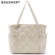 กระเป๋าทรงสี่เหลี่ยมมีหูหิ้วสะพายไหล่ BAGSMART สำหรับผู้หญิงกระเป๋าโท้ทแบบถือได้มีซิปใช้เดินทางได้กร