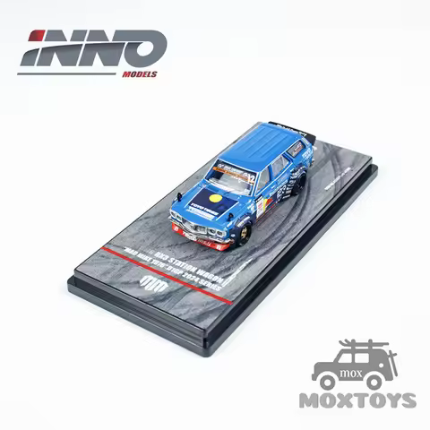 INNO 1:64 MAD MIKE 1976 RX3 Station Wagon D1GP 2024 BLUE#23 Diecast Model Car
