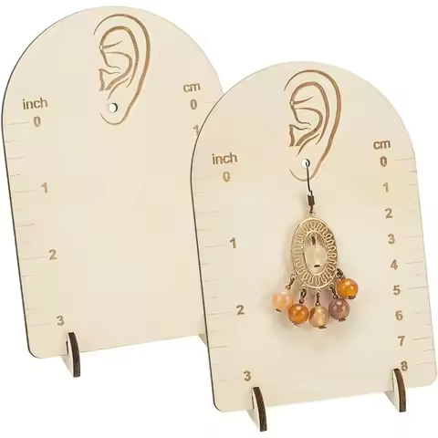 2 Pcs Earring Measurement Display Stand 3.5x2x5 Wood Ear Stud Stand Earring Organizer Frame with Mea