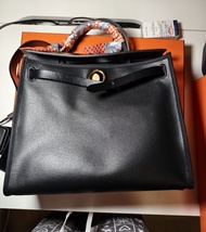 Hermes 31 Herbag黑金防水布連絲巾