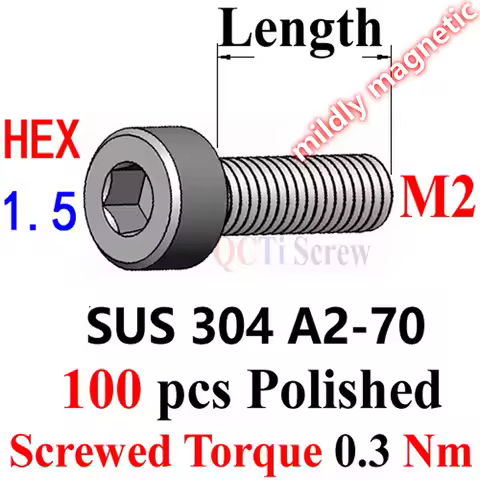 100pcs DIN 912 Socket head M2 screw M2x25 M2x22 M2x20 M2x18 M2x16 M2x14 M2x12 M2x10 M2x8 M2x6 M2x4 M