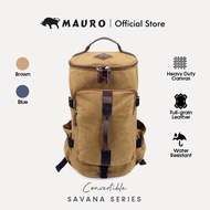 MAURO Convertible Vintage Canvas Leather Backpack 34L Travel Bag Baju Beg Retro Canvas Beg Backpack 