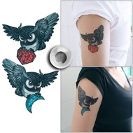 แทททู ลายนกฮูกคาบเพชร Tattoo Sticker สติ๊กเกอร์แทททู รอยสักชั่วคราว แทททูกันน้ำ :(ซื้อครบ3แผ่น แถมฟร