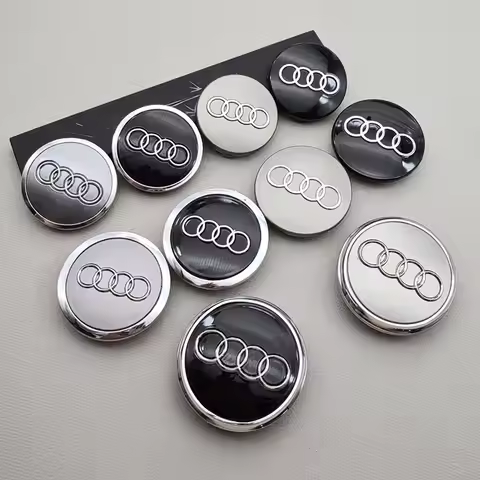 4pcs Black Grey 60mm 61mm 68mm 69mm 77mm Car Logo Rim Hub Cover Wheel Center Caps For Audi A1 A2 A3 