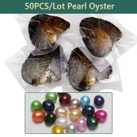 50PCs/Lot Vacuum Pack Oyster Wish Pearl Kit Oyster Beautiful DIY Accessories Gift about 7-8mm Freshw