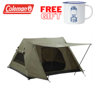 (READY STOCK) Coleman Instant Up 3 Person 3P Swagger Tent Khaki. Compact &amp; Lightweight Camping Hiking. FREE COLEMAN ENAMEL MUG