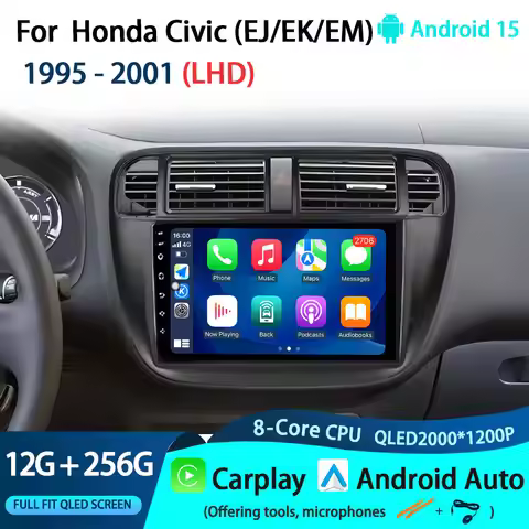 9" Android 15 Player for Honda Civic (EJ/EK/EM) 1995 - 2001 GPS Navigation Wireless Carplay Auto Car