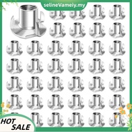 100pcs 1/4-20 Nuts, 4  T-Nuts Threaded Nuts 1/4-20 Inch for Woodworking, Furniture, Rock Climbing Ho