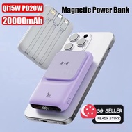 【SG Stock】Magnetic Power Bank 20000mAh Fast Charging Wireless Powerbank With Cable Portable Mini For iPhone Samsung