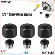 WTTLE Router Collet Chuck Adapter, 6mm 6.35mm 8mm With Nut Collet Chuck, High Quality Carbon Steel E