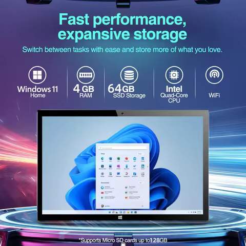New Sales 64 Bit 10.1 Inch Tablet PC 4GB RAM 64GB ROM Windows 11 with Keyboard AR40 HDMI-Compatible 