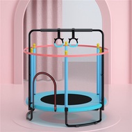 Trampoline Children's Home Indoor Bounce Bed with Safety Net Trampoline with Horizontal Bar Rub Bed 