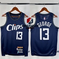 Real Blue T shirt Los Angeles la laptops Paul George NBA jersey