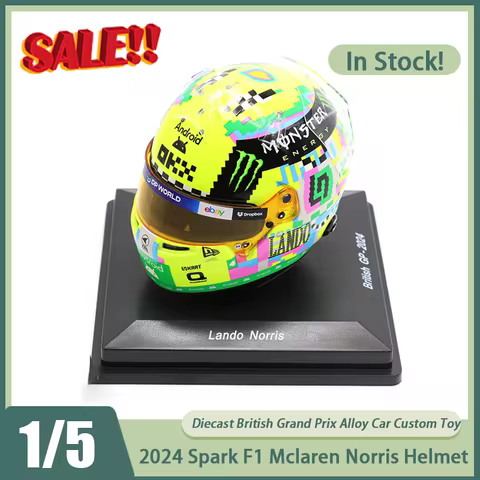 New In Stock Spark F1 1:5 Mclaren Norris British Grand Prix 2024 Helmet Model Miniature Diecast Helm
