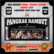 Spanduk Banner Backdrop Pangkas Rambut Cukur Rambut Barbershop Desain Custom Keren