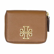 【TORY BURCH】雙T-LOGO荔枝紋拉鍊短夾-駝色