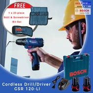 【Bosch】Cordless Drill/Driver GSR 120-LI (Comes with 23pcs Drill Bits Set)