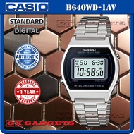 CASIO B640WD-1AV SILVER STANDARD DIGITAL WATCH RETRO DESIGN FLASH ALERT ALARM TIMER STOPWATCH LED LI