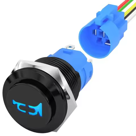 DaierTek 12V Horn Switch Horn Button Switch 12V 16MM Momentary Push Button Switch Speaker Horn Switc
