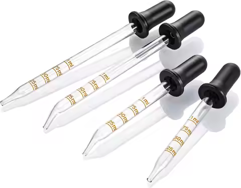 4pcs1 ml glass dropper, with scale, with long type, short type, curved type and straight type, for l