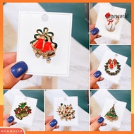[oneworld]Christmas Brooch Rhinestone Festive Christmas Tree Bell Wreath Snowman Shape Clothes Jewelry New Year Gift Sweater Coat Hat Decoration Clothes Pin