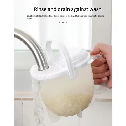 Rice Strainer with Handle , Rice Wash Strainer Bowl with Lid Convenient Multifunctional Kitchen Item