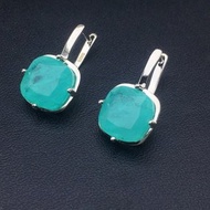 帕拉伊巴碧璽耳環，優雅的帕拉伊巴碧璽銀耳環