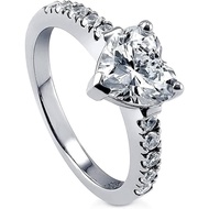 SUKKCCNO 925 Silver Love Heart Perfect Cutting 3ct CZ Engagement Rings for Women Cubic Zirconia Prom