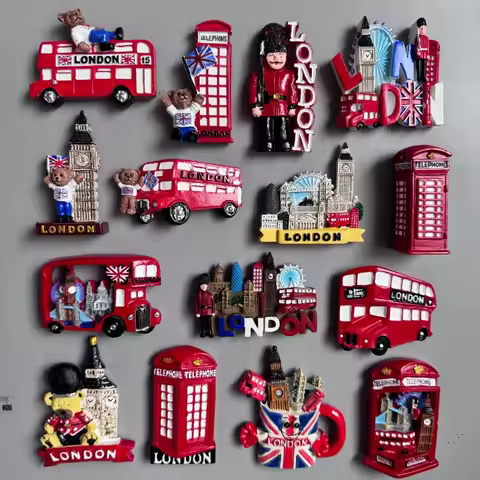 UK Fridge Magnets England London Eye Big Ben Tower Bridge Telephone Booth London Bus Soldier Luggage