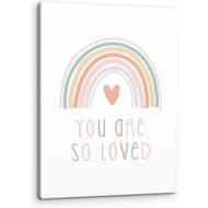 You Are So Loved Inspirational Quote Wall Art Motivational Boho Rainbow Nursery Print Canvas Painting Artwork Home Teens Girls Boys Bedroom Living Room Classroom