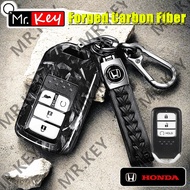 【Mr.Key】Forged Carbon Fiber Remote Key Case Cover Shell Fob for Honda Vezel City Civic Jazz BRV BR-V HRV Protector Car Accessories