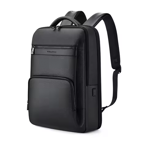Genuine leather computer backpack, men's large capacity travel bag, laptop computer bag