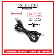 [READY STOCK] USB Cable to DC 5V Plug 5.5 x 2.5mm Cable, 1.2 Meter, 2A High Power