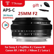 TTArtisan 25mm F2 Lens for Sony E Fujifilm X Canon M RF Olympus M4/3 Nikon Z Leica L mount Camera AP
