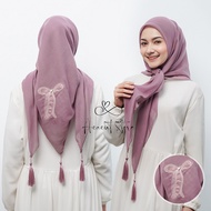 Hijab Segi Empat Paris Tasel Bordir Motif Pita /Kerudung Coquette Paris Pita / kerudung Ribbon