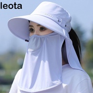 LEOTA Face Mask Hat, Breathable Sun Protection Women Sun Hat, Fashion Wide Brim Farm Work Cap Face N