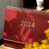 calendar 2024 table planner retro 2023-2024 large bronzing desk calendar business office monthly with lunar