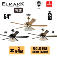[3 YEARS WARRANTY] ELMARK 9922 54” (WITH 5 LAMP) / KIPAS SYLING LAMPU ELMARK EL9922 REMOTE CONTROL