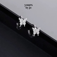 Yours by Jo S925 Sterling Silver Butterfly Royale Hoop Earrings
