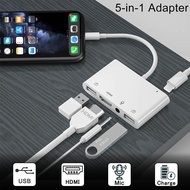 Lightning to HDMI 3.5mm Microphone Audio Adapter 4K AV Dual USB Hub OTG Charging Cable for iPhone 1211Pro11XSXRX8iPad